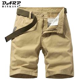 Summer Cotton Men Cargo Shorts Casual Solid Color Khaki Short Pants Brand Clothing Jogger Military 210716