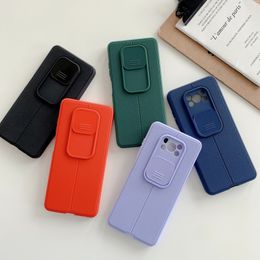 Slide Camera Lens Protection Leather Cases For Xiaomi Redmi Note 10 4G 9 8 Pro 10S 9S 9C 9T Mi 11 Lite POCO M3 X3 NFC Soft Cover