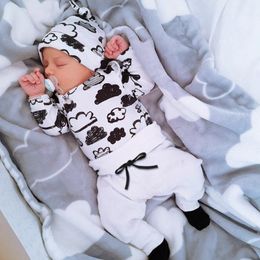 Boy Clothes Autumn Baby Girl Clothing Sets Newborn Cotton Printed Long Sleeved T-shirt+pants+cap Kids 3pcs Suit 210309