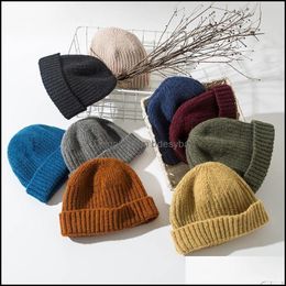 Beanie/Skl Hats Caps Hats, Scarves & Gloves Fashion Aessories Unisex Ribbed Knitted Cuffed Winter Hat Warm Short Beanie Casual Solid Colour S