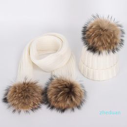 Beanies 2 Pieces Children's Winter Hat Hats For Girls Bonnet Enfant Child's With Fur Pom Kids Scarf