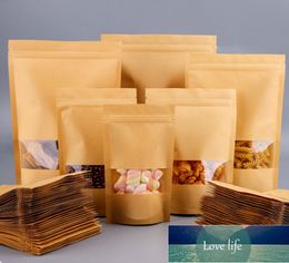 Kraft Paper High Clear Window Zip-Lock Bags Stand Up Food Dried Fruits Tea Beaf Coffee Heat Sealing Packaging Storage Pouches Factory price expert design