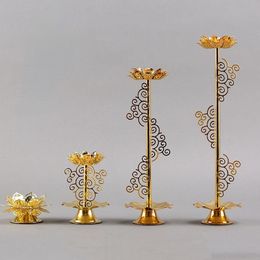 Candle Holders Iron Holder Stand Tealight Metal Vintage Christmas Gold Chandelier Bougeoir Dining Table Decor ZP50ZT