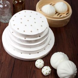 Mats & Pads 100pcs Air Fryer Liners Perforated Non-stick Mat Steaming Baking Cooking White Pot Oil Paper Accessories