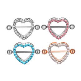 YYJFF D0985 Heart Stone Nipple Ring Mix Colours 14 Ga 18 MM Length