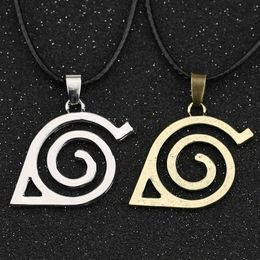 Colar de folha Konoha vila sinal simbal ninja akatsuki bronze prata cor pingente vintage anime jóias cosplay atacado x0707