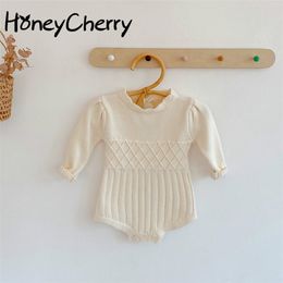 Autumn baby girls Bodysuits female models bottoming long-sleeved knit leotard climbing clothes 210702