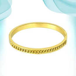 Bangle Bracelets Golden Plated Stainless Steel Jewellery Simple Chain Shape Bangles For Women Lovely Daily Accessories Female Wedding