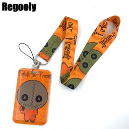 Halloween Trick or Treat Lanyard Credit ID Holder Bag Student Women Travel Card Cover Badge Car Keychain Gifts Accessories