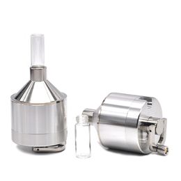 Aluminum Herb Grinder Hand Crank Silver Color 56MM*90MM Or 44MM *107MM Tobacco Grinder With Small Pill Box