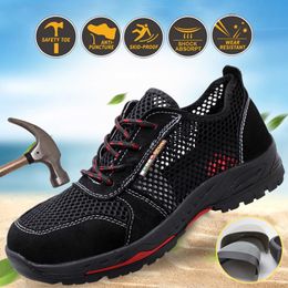 Summer Steel Toe Work Shoes Men Safety Shoes Non Slip Anti-Smashing Industrial Shoes Anti-Mite Anti-Piercing Mesh Sports Sandals 210315