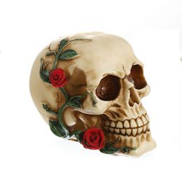 European Rose Skull Figurines Resin Decoration White Crafts Office Personalised Halloween Skulls Toys