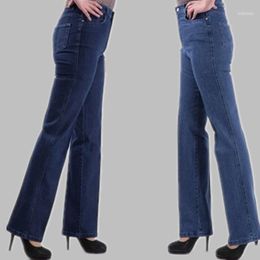 Spring Autumn Mother Jeans The Elderly Straight Pants Women Blue Color Demin Plus Size High Waist Casual1