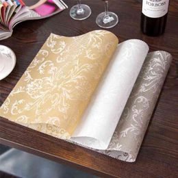 4pcs/set Placemat Fashion pvc Square Dining Table Placemats Coasters Waterproof Table Cloth Pad Slip-Resistant Pad 210706