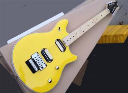 Factory Wholesale Yellow Electric Guitar with Floyd Rose,Maple Fretboard