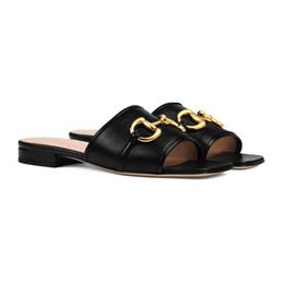 Women's Slides Sandals Deva Casual Slippers Leather Gold-toned Outdoor Lady Beach Flip-flops Ladies Comfort Walking Shoes with box NO374