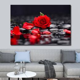 Canvas Home Decor Wall Art Red Rose Christmas Gifts Paintings for Living Room Cuadros Decoration Posters Prints Pictures