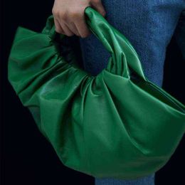 Totes Handbag Clutch Green Fold Shoulder Handbag Leather Ladies Purses and Handbags for Woman Pillow 1124