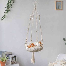 Large Macrame Cat Hammock,Macrame Hanging Swing Cat Dog Bed Basket Home Pet Cat Accessories Dog Cat's House Puppy Bed Gift 210722