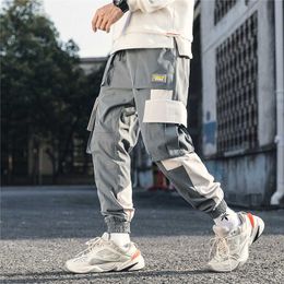 Harajuku Hip Hop Joggers Men Khaki Harem Pants Multi-pocket Man Sweatpants Streetwear Casual Splicing Mens Pants 2020 Autumn X0723