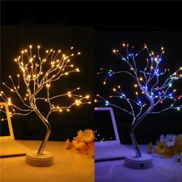 LED-Nachtlicht Mini Weihnachtsbaum Kupferdraht Girlande Lampe für Home Kinder Schlafzimmer Decor Fairy Lights Luminary Feiertag Beleuchtung Auf Lager