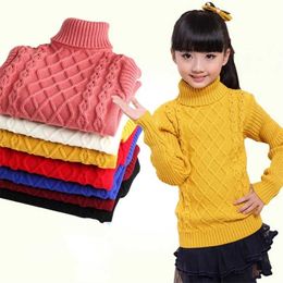 Baby teenage boys Sweater Girls Sweaters turtleneck winter thicken warm Knitted Kids Clothing Pullover 8 10 12 14 years 211201