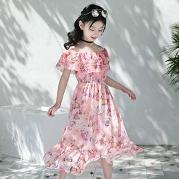 Teen Girls Dress Bohemian Summer Floral Off Shoulder Dress For Girls Casual Girls Long Beach Sundress Kids Clothes 6 8 10 12 Yrs Q0716