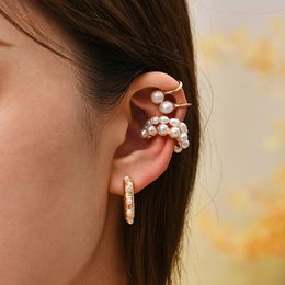 11pcs/set Vintage Pearl Geometric Round Hoop Earrings for Women Trendy Party C Shape Gold Colour Metal Earring Jewellery