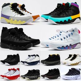 Classic 9 9S High Mens Basketball Shoes Leather Designer Change The World Dream It University Blue Gold UNC Bred Space Jam Outdoor Sneakers Size 40-47