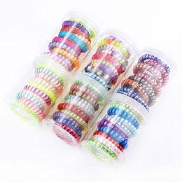 Kids Girl Telephone Wire Cord Hair Tie Girls Elastic Hairband Ring Rope Candy Colour Bracelet Stretchy Scrunchy