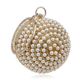 rhinestone wallets for women UK - Wallets Women Gold Wallet Diamonds Rhinestone Round Ball Evening Bags 2021 Fashion Luxury Pearl Clutch Bag Ladies Ring Clutches Pures