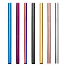 For Mugs Stainless Steel Straw 21.5cm Straight Bent Reusable Wide Drinking Straws