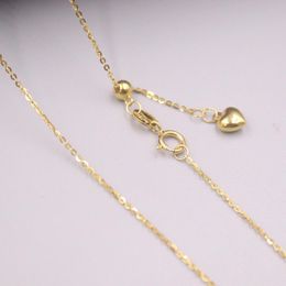 Real 18K Yellow Gold Necklace Women's Rolo O-Chain Female 45cm/18inch Gift Thin Neckalce Jewellery Heart Chain Adjustable