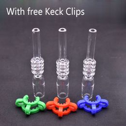 Wholesale 10mm 14mm 18mm Quartz Tip for Mini NC Kits With Free Plastic Keck Clips Quartz Banger Nail Tips for dab straw oil rig bong