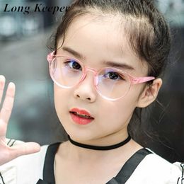 2020 New Anti Blue Light Glasses Kids Boys Girls Fashion Round Computer Transparent Eyeglasses Children Optical Frame Eyeware Y0831