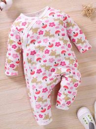 Baby Cartoon Graphic Button Front Jumpsuit SHE