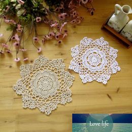 Exquisite Table Mat Handmade Crochet Woven Floral Pattern Lace Cotton Doily Placemat Pad Kitchen Home Decor