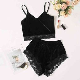 Bagged women's lace suspender type midnight charm and fun underwear two-piece set 211203