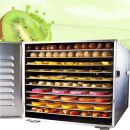 10 Layers large Food Dryer Dried Fruit Tea Herbs Dehydration Vegetables Meat Drying Machine Stainless Steel 220v 110v