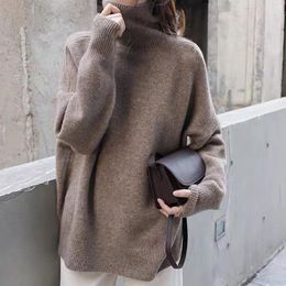 Womens Sweaters Turtle Neck Cashmere Sweater Women Korean Style Loose Warm Knitted Pullover 2021 Winter Outwear Lazy Oaf Female Jumpers