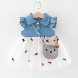 2019 Kids Clothes Girls Dress Summer Infant Newborn Toddler Baby Girl Patchwork Ruched Doll Collar Tulle Dresses 1 2 3 Years Q0716