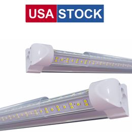 V-Shaped 2ft 4ft 6ft 8ft Cooler Door Led Tubes T8 Integrated Shop Lights 144W V-Shanpd 4 6 Row Lighting fixture Stock In USA AC 110-277V 25PSC USALIGHT