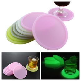 Mats & Pads Luminous Silicone Drink Coasters 4 Inch Heat Insulation Table Mat Round Non Slip Pad Tea Cup Milk Mug Coffee