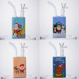Xmas Beverage Bottle Hookahs 7 Inch Glass Bongs Mini Small Oil Dab Rigs Christmas Style Water Pipes 14.5mm Female Joint With Bowl