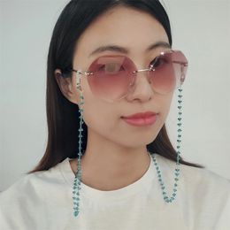 Sunglasses Chain Blue Crystal Beads Necklace Chain Lanyard Face Mask Holder Trendy Non-Slip Reading Glasses Cord Straps