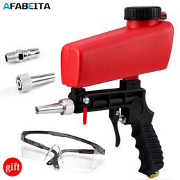 90psi Portable Gravity Sandblasting Gun Pneumatic Small Sand Blasting spray gun Adjustable Pneumatic Sandblaster 210719