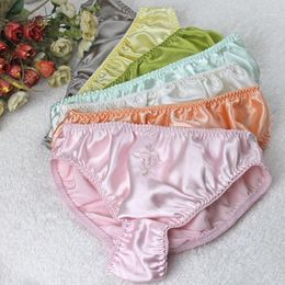 silk brief panties UK - Sell 2021 Color 100% Natural Silk Panties Female Trigonometric Brief Low-waist Lingerie1