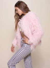 Imitation fur coat listed women's wear medium long loose fluffy soft long hair 211207