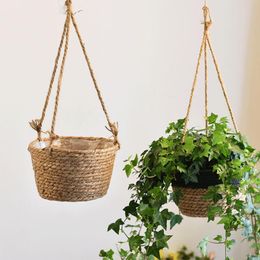 Other Garden Supplies Plant Hanger Nordic Jute Rope Hanging Planter Woven Storage Basket Macrame Holder Home Decoration