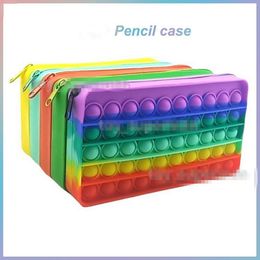 DHL Fidget Toys pencil case Colourful Push Bubble Sensory Squishy Stress Reliever Autism Needs Anti-stress Rainbow Adult Toy For Children